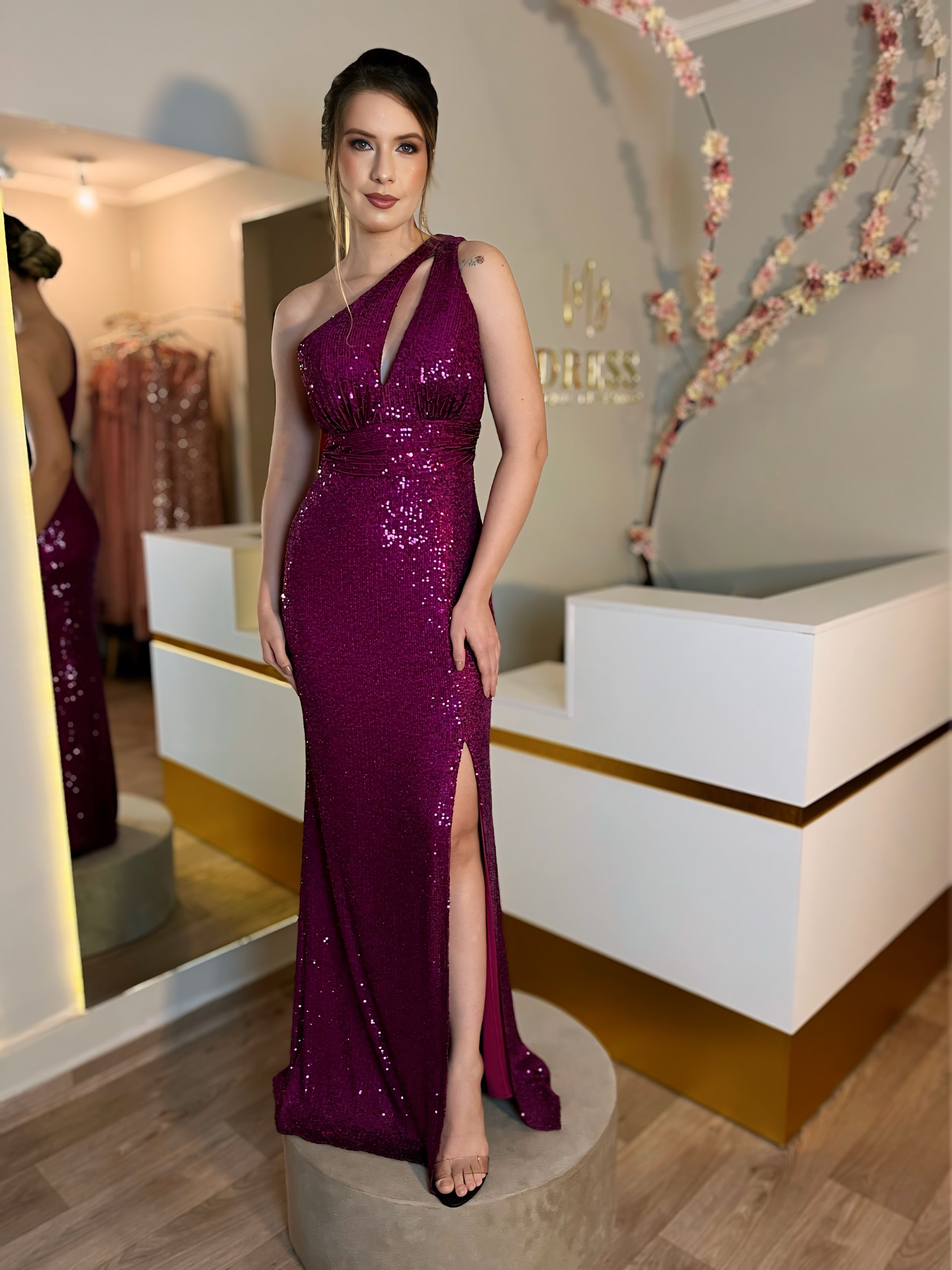 Paetê - Ombro Só Recorte Diagonal